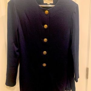 Navy blue St. John knit gold and navy buttons